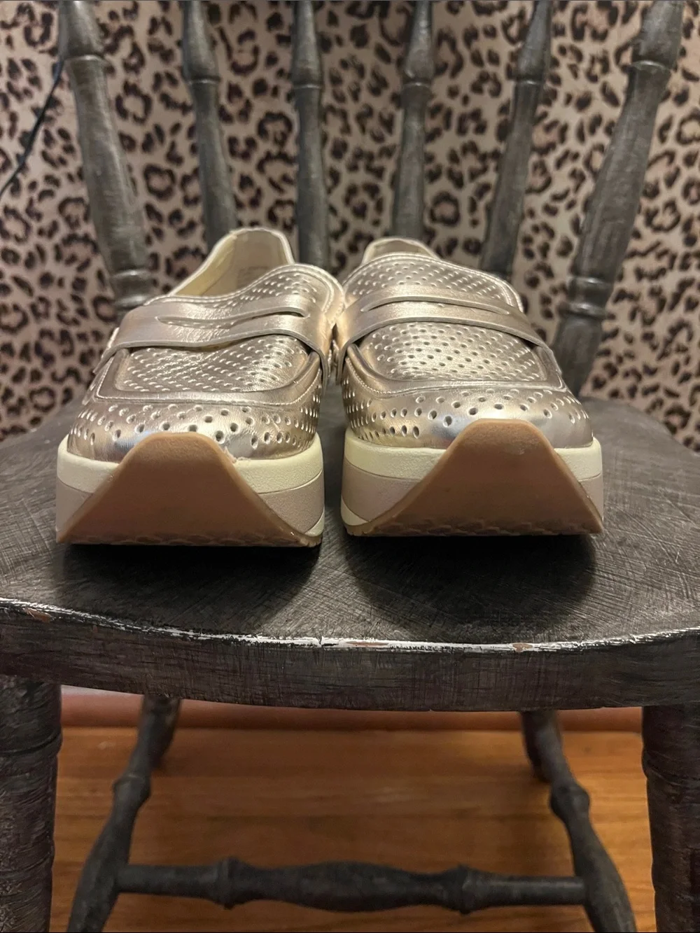 Metallic Gold Platform Loafer for Women